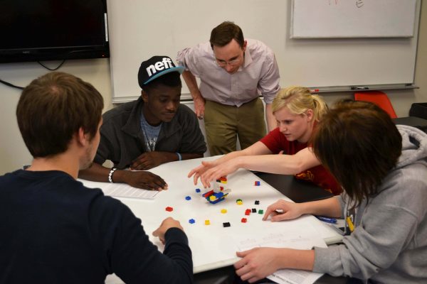 LAS 222 students participate in a team-building exercise with instructor Clint Stephens.