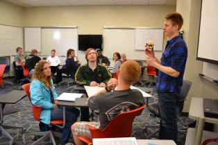 LAS 222 student Tyler Cain discusses how his group worked together during a class exercise.