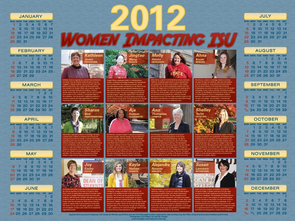 2012 Women Impacting ISU Calendar