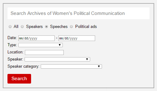 The search box, with "speeches" selected for searching.