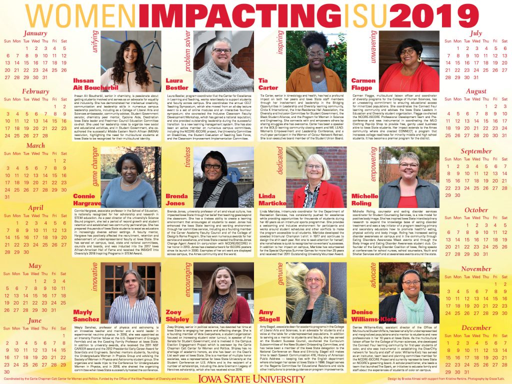 2019 Women Impacting ISU calendar