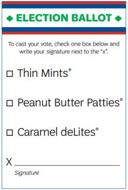 Sample "Girl Scout Cookie Ballot" for a mock election
