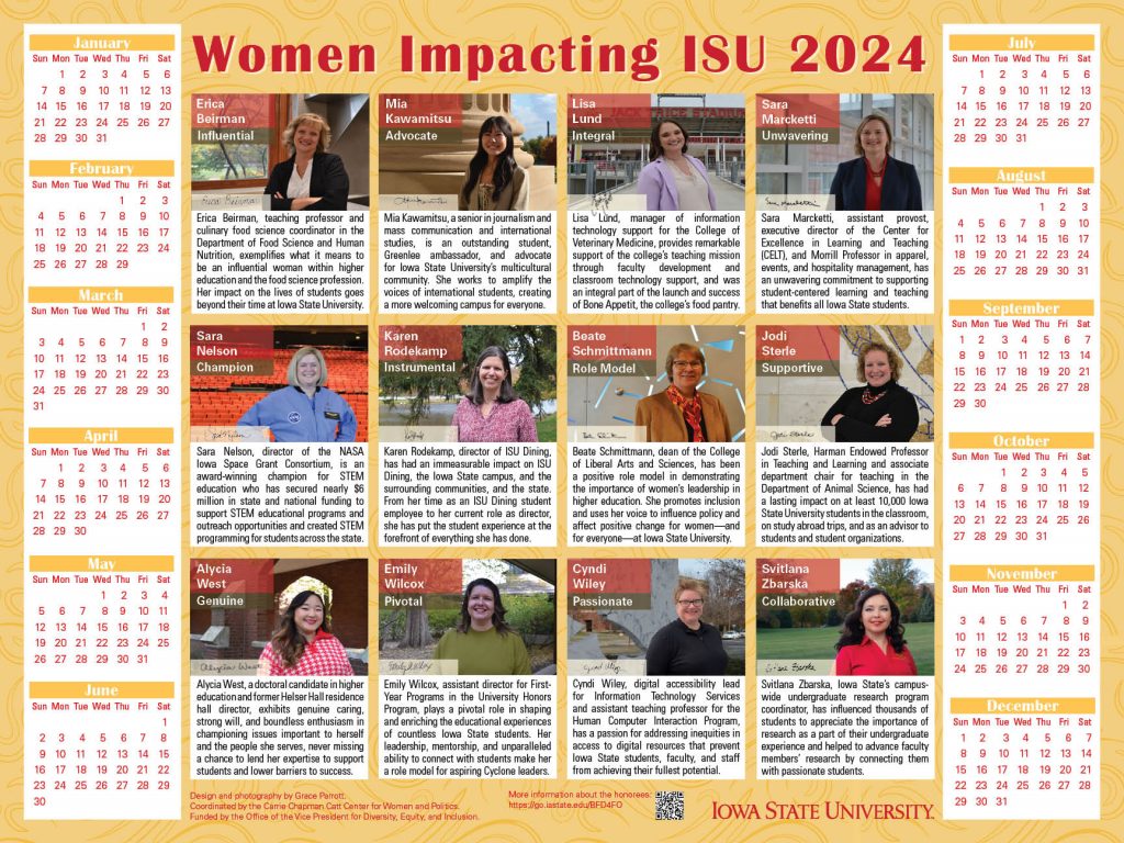 2024 Women Impacting ISU calendar